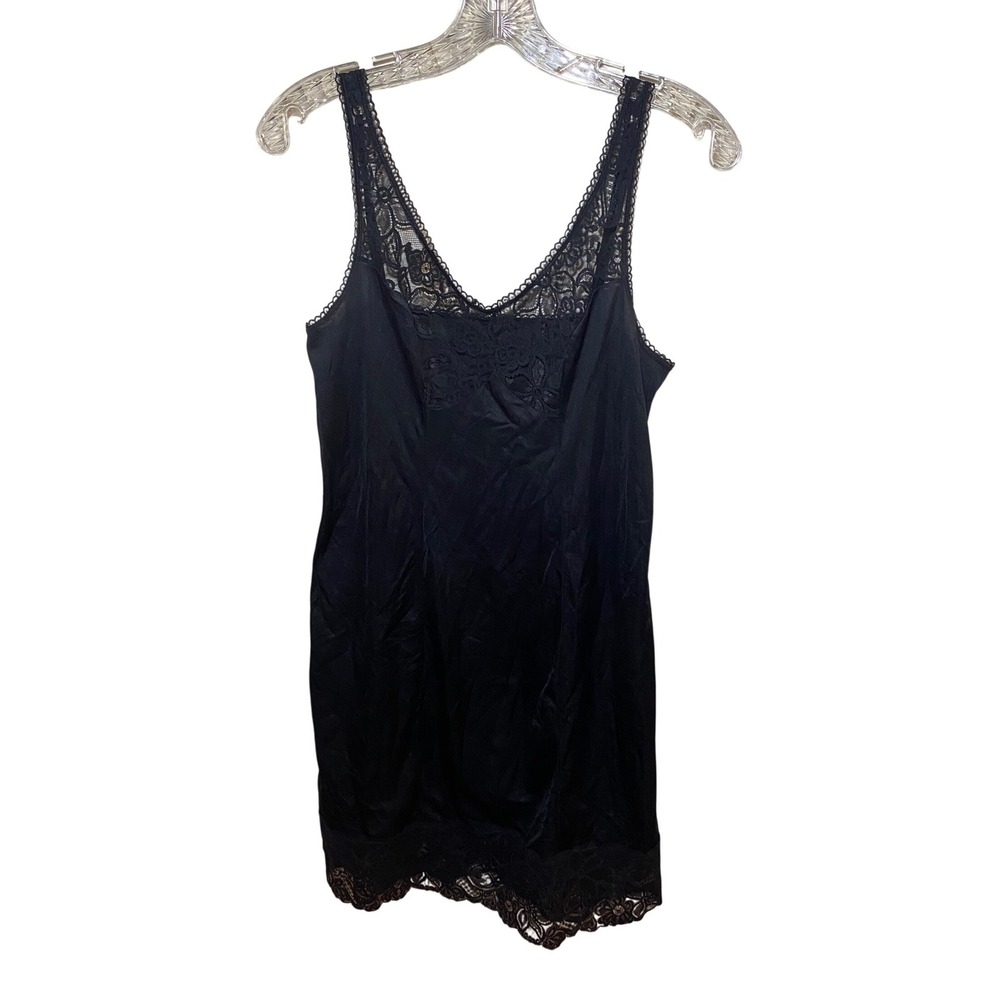 Bali Vintage Black Lace Trim Full Slip Lingerie 7189 Size 34